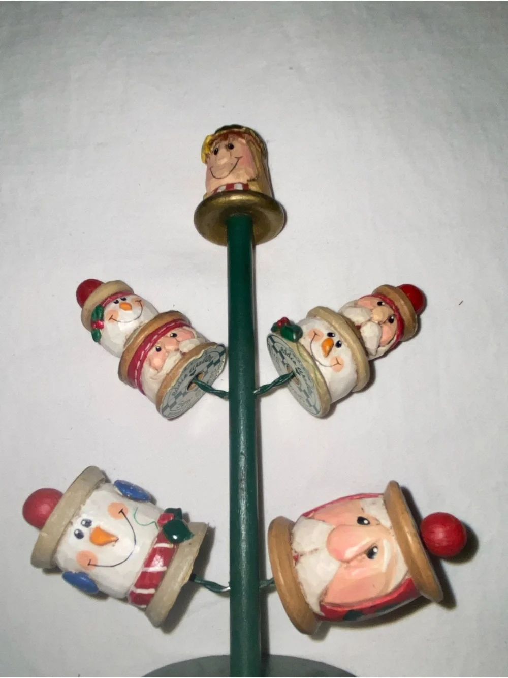 Hand-Painted Holiday Set: 3 Angels; 1 Thimble tree; 1 Santa candle snuffer